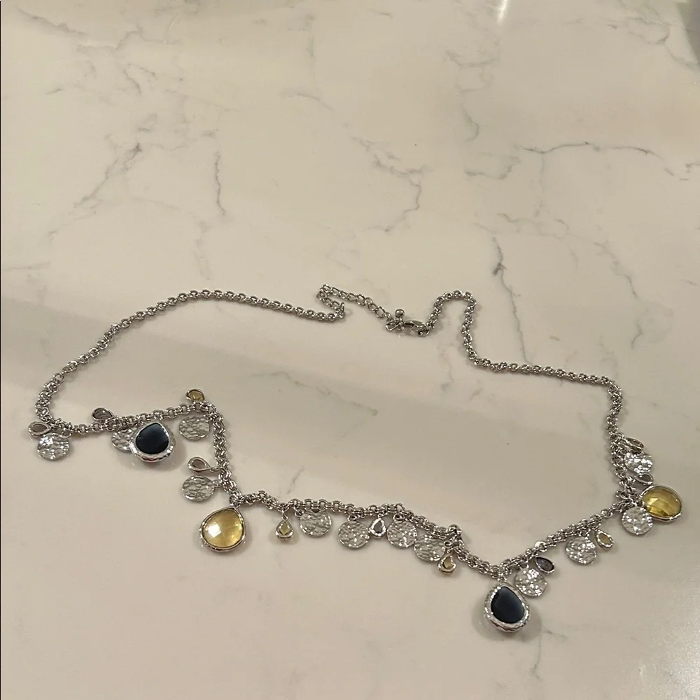 Chico's Silver belt with Blue and Yellow Accents